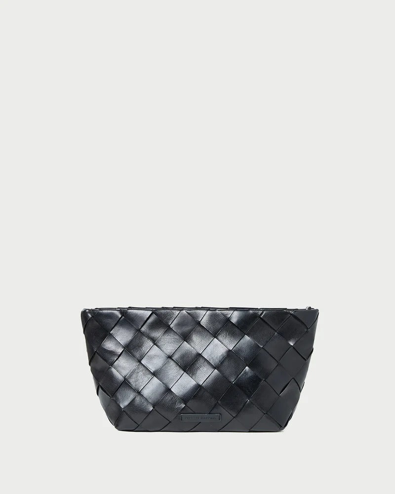 Melina Square Woven Clutch Black