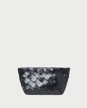 Melina Square Woven Clutch Black