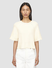 Linen Blend Knit Top Ivory