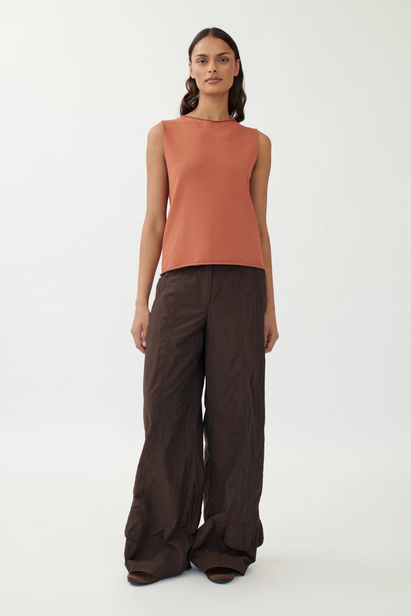 Grip Earth Brown S/Less Knit Top