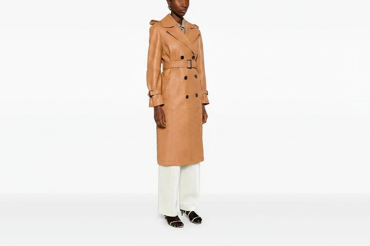 Magiaro Leather Trench Coat Caramel - Image 2 Sharpened