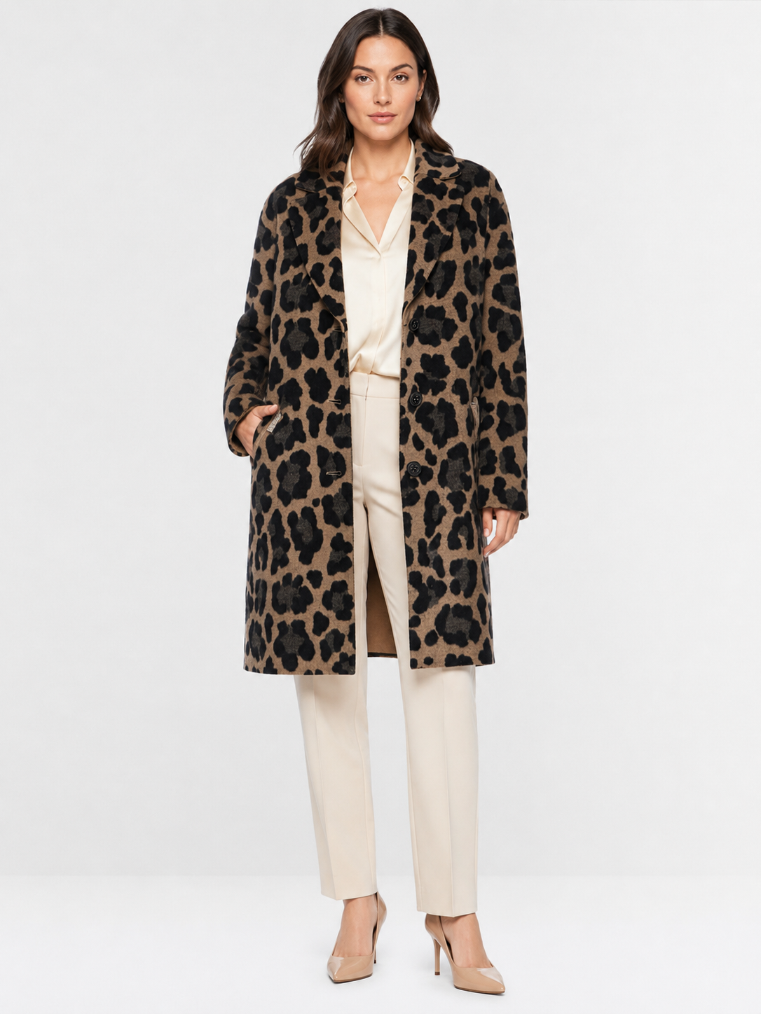 Marc Cain Coat Reversible Print and Camel