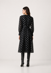 Marc Cain Long Silk And Linen Dress Polka Dot