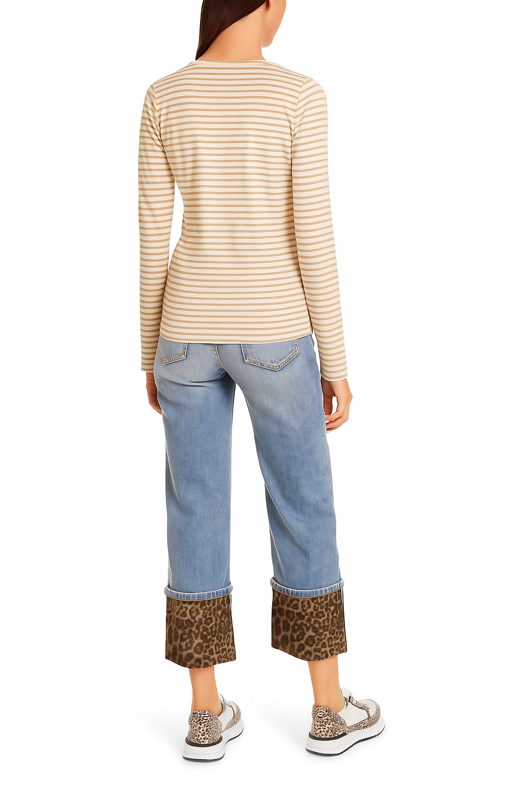 Marc Cain Long-Sleeve T-Shirt Brown Stripe
