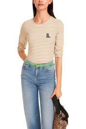Marc Cain Long-Sleeve T-Shirt Brown Stripe