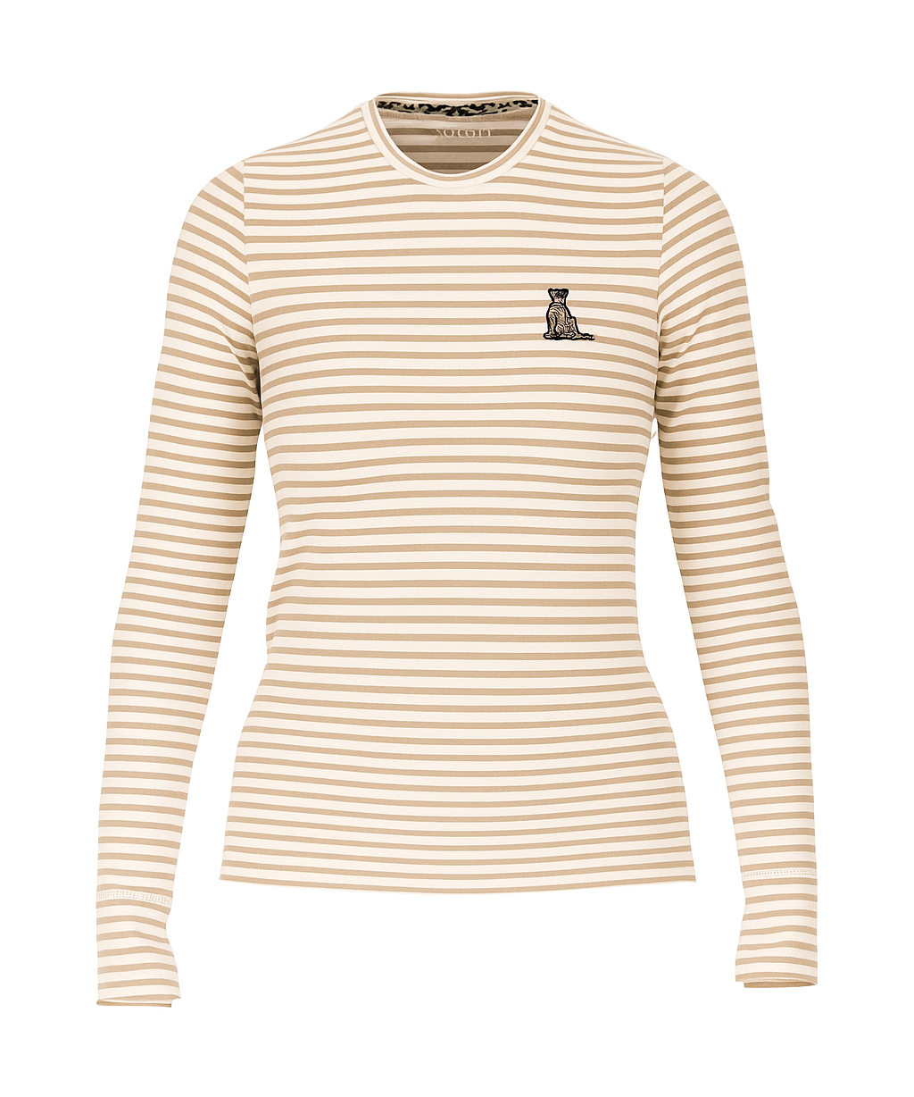 Marc Cain Long-Sleeve T-Shirt Brown Stripe