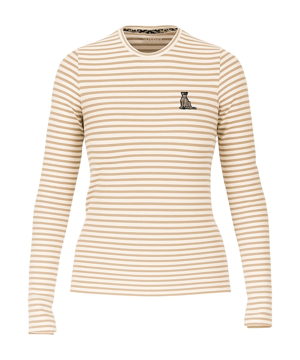 Marc Cain Long-Sleeve T-Shirt Brown Stripe