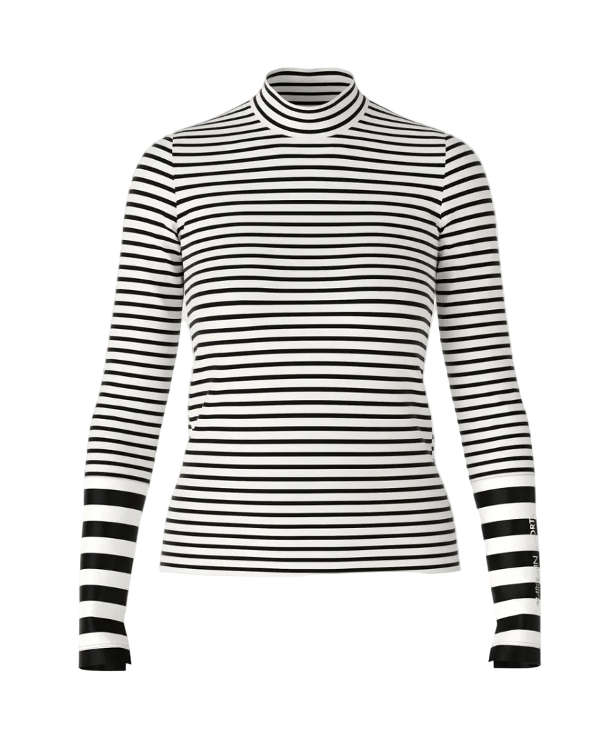 Marc Cain Long-Sleeve T-Shirt Black and White Stripe