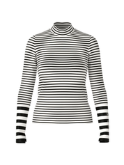 Marc Cain Long-Sleeve T-Shirt Black and White Stripe