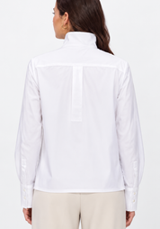 Marc Cain White Blouse with High Stand Collar