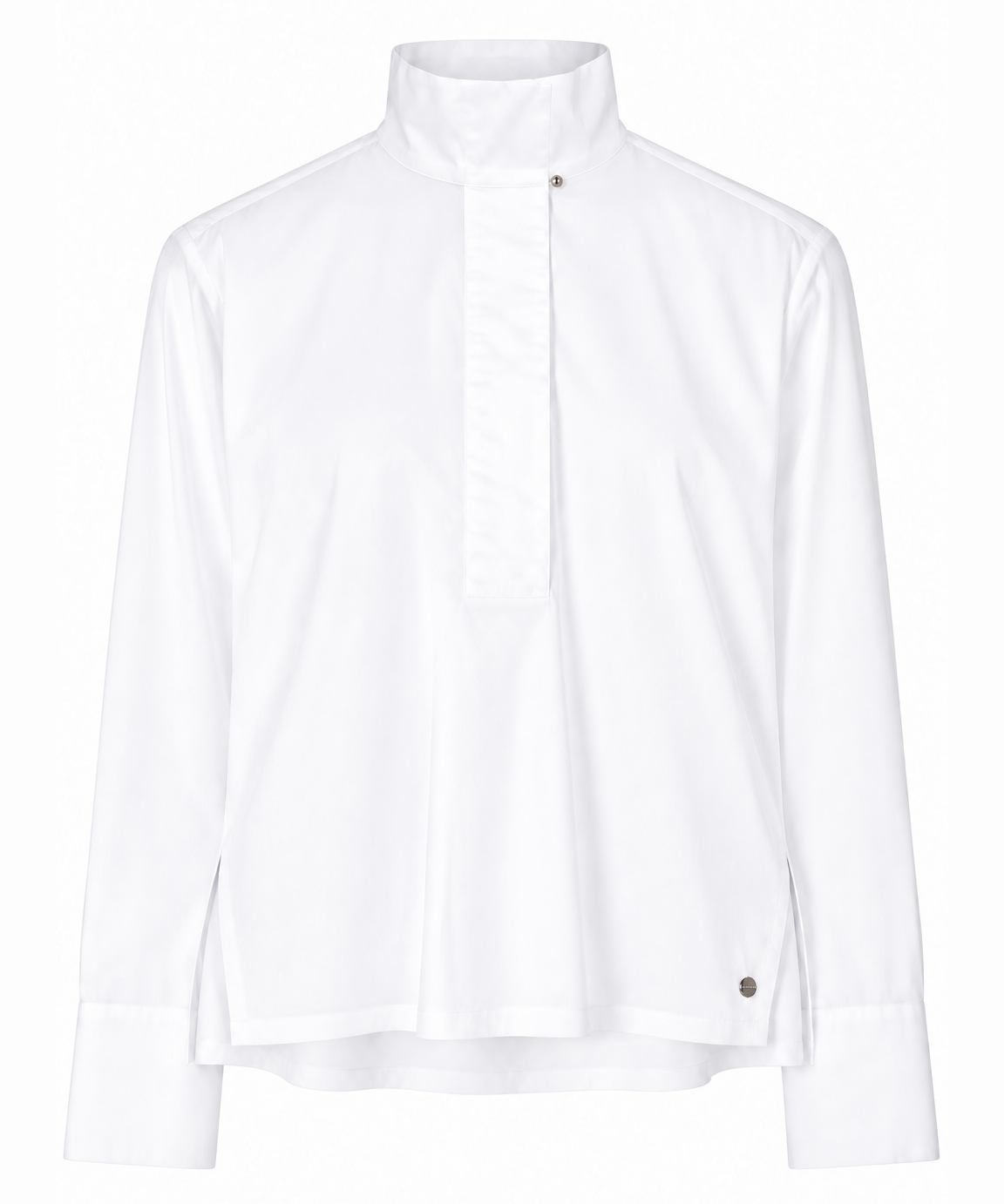 Marc Cain White Blouse with High Stand Collar
