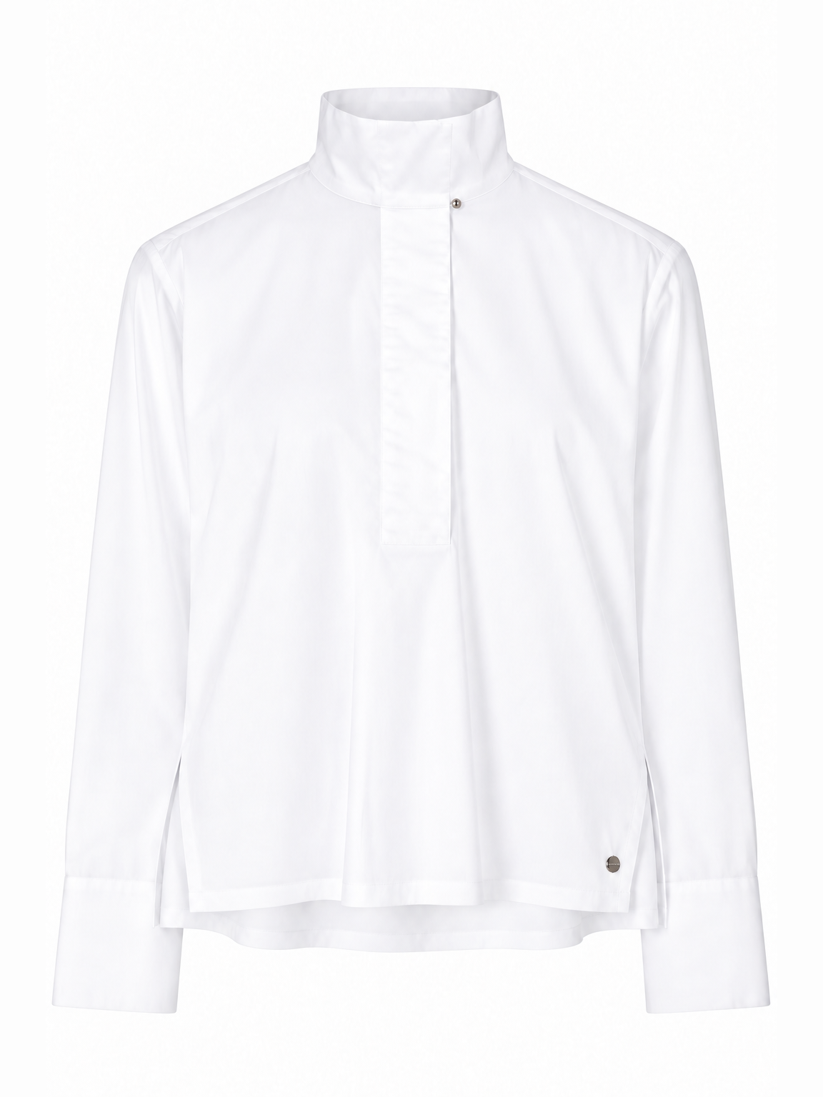 Marc Cain White Blouse with High Stand Collar