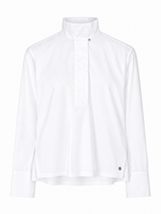Marc Cain White Blouse with High Stand Collar