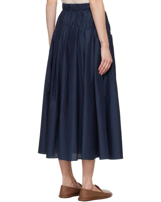 Eracle Navy Skirt Maxi Cotton Silk