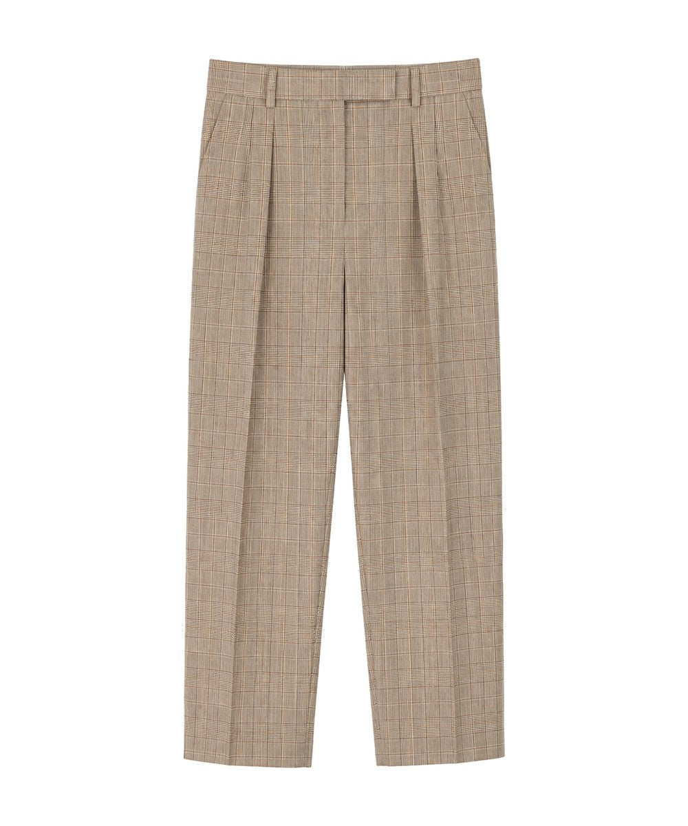 Max Mara Guelfi Pleated Cropped Plaid Pants in Camel