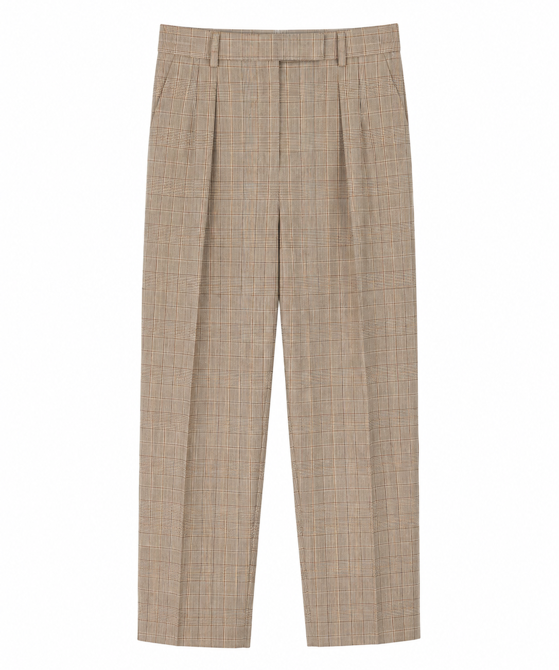 Max Mara Guelfi Pleated Cropped Plaid Pants in Camel