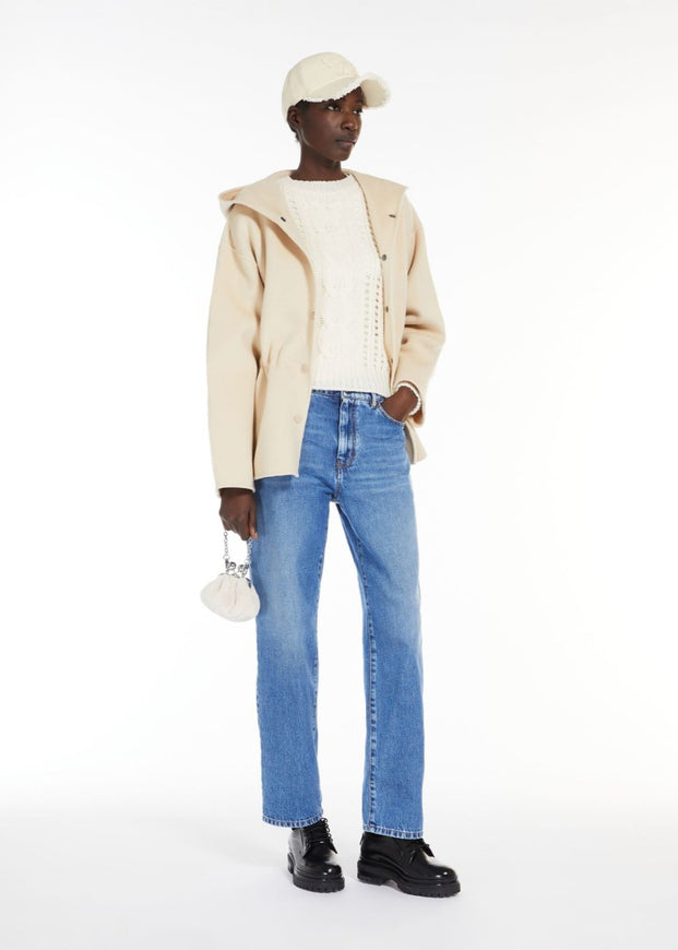 Virgin Wool Cable Knit Sweater Ecru