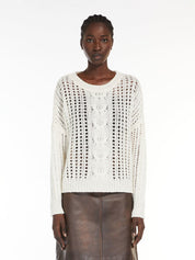 Virgin Wool Cable Knit Sweater Ecru