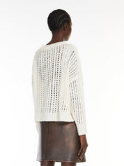 Virgin Wool Cable Knit Sweater Ecru