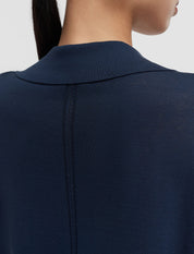 Niata Superfine Silk Polo Top Dark Mineral Blue