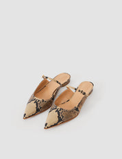 Parisa Snake Print Leather Ballerina Flats