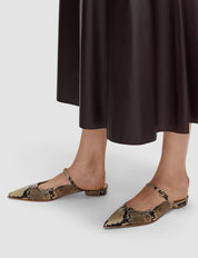 Parisa Snake Print Leather Ballerina Flats