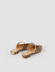 Parisa Snake Print Leather Ballerina Flats
