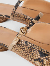 Parisa Snake Print Leather Ballerina Flats