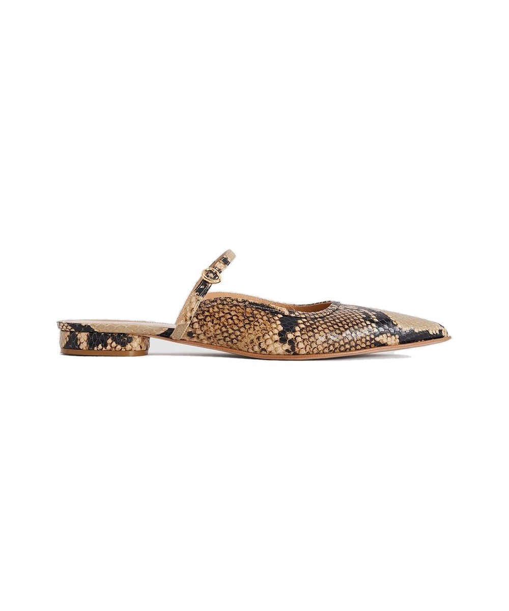 JOSEPH Parisa Snake Print Leather Ballerina Flats