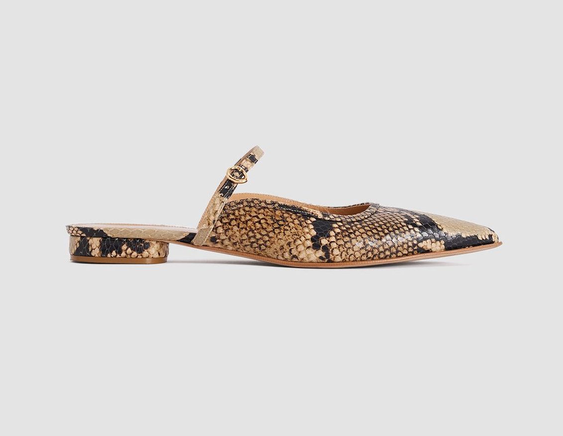 Parisa Snake Print Leather Ballerina Flats