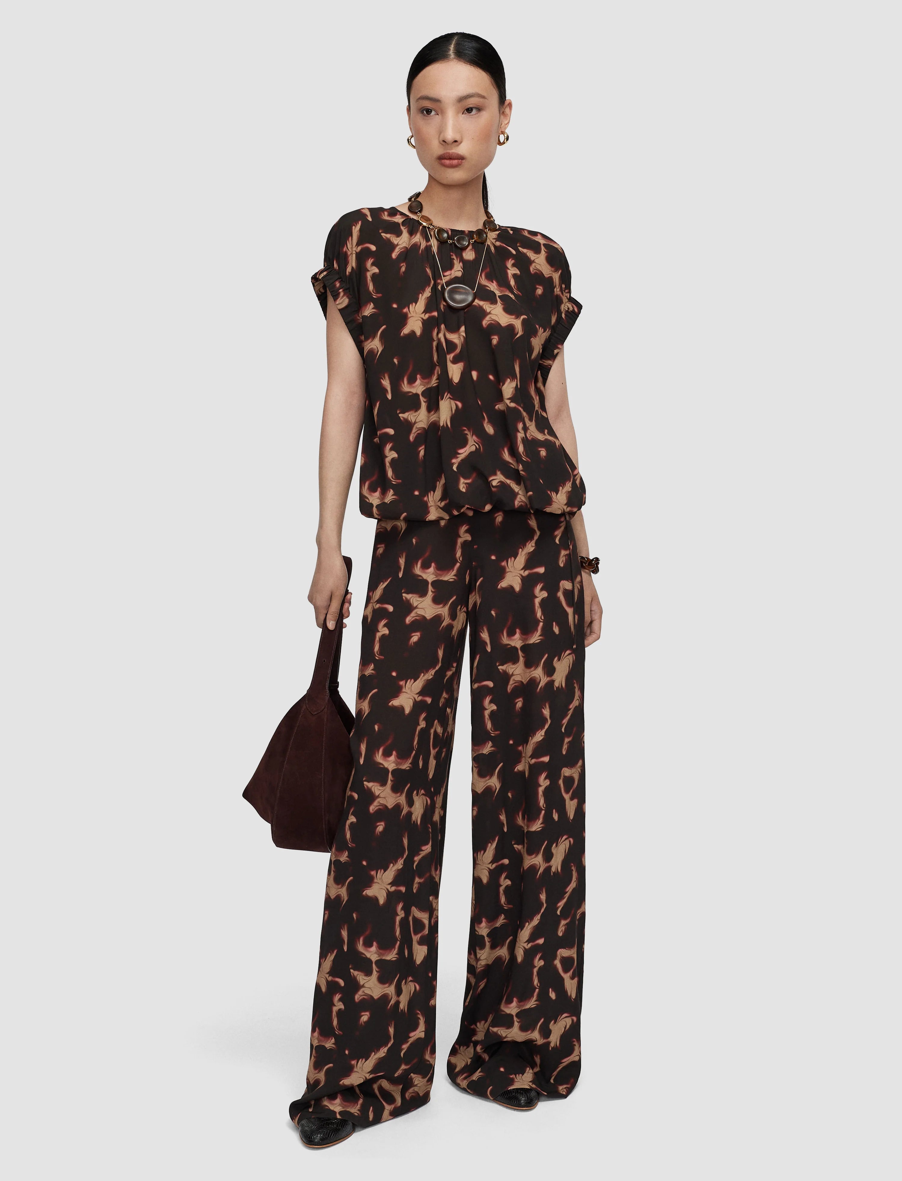 Phoebe Tortoiseshell Crepe Blouse