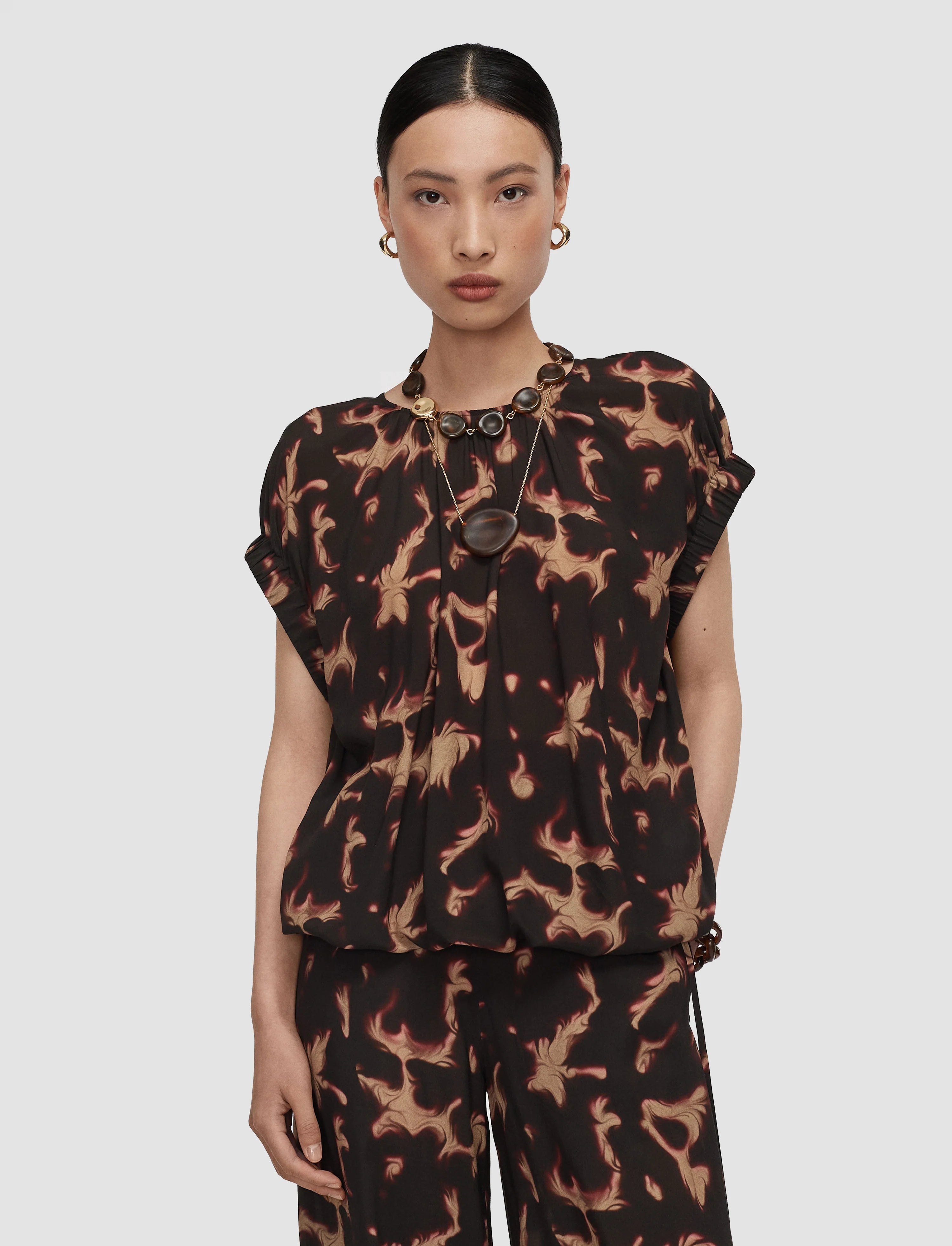 Phoebe Tortoiseshell Crepe Blouse