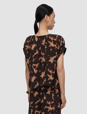 Phoebe Tortoiseshell Crepe Blouse