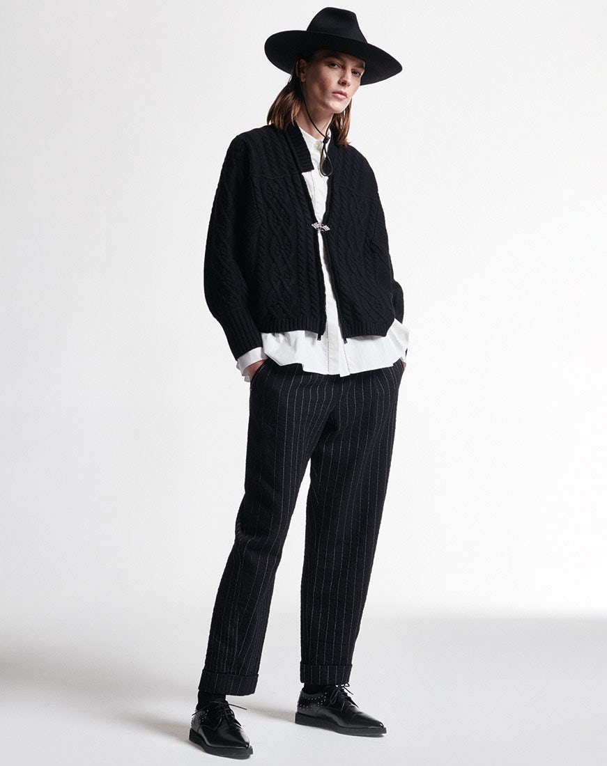 Modernist  Tailored pants in irregular pinstripe
