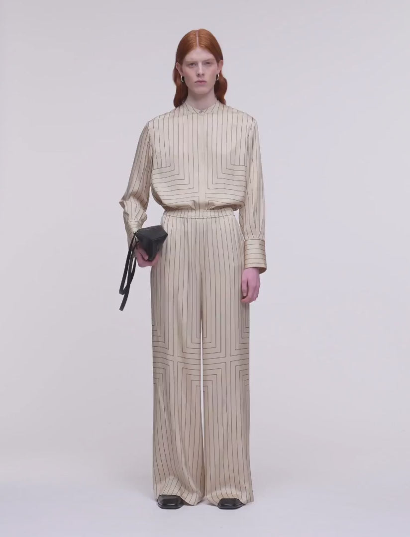 Hulin Geometric Print Silk Trousers Affagato