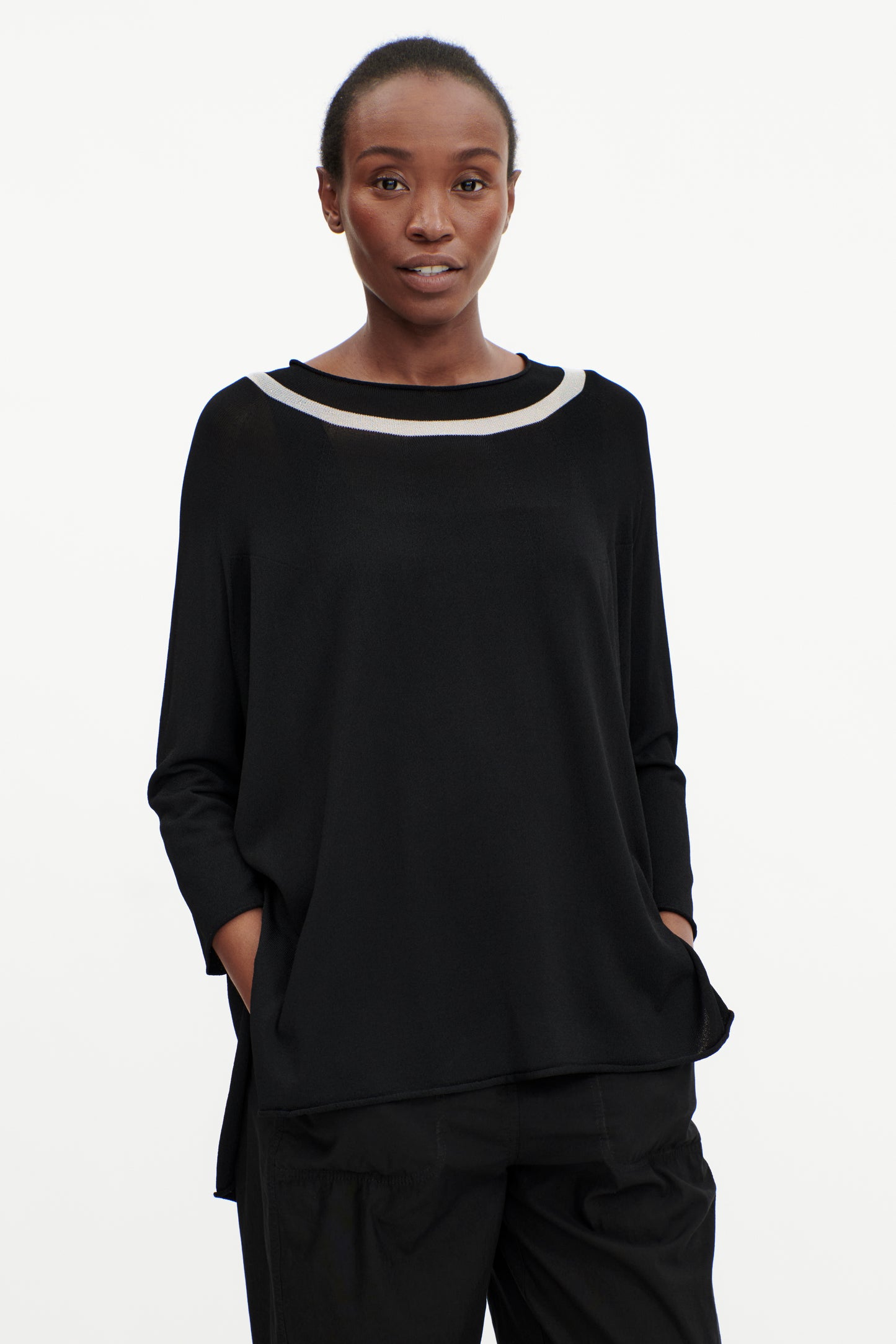 Wink Black Top With Neck detail