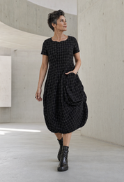 Rundholz Black Label Short Sleeved Dress Black Check