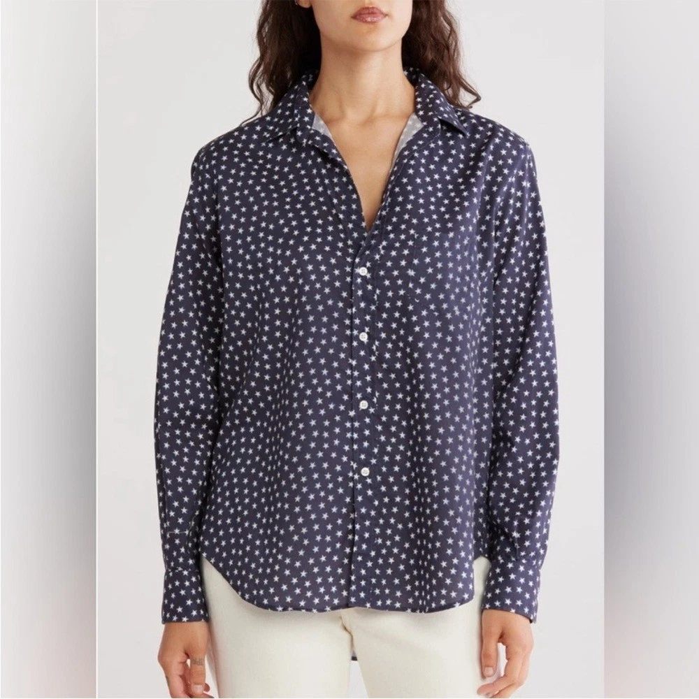 Eileen Relaxed B/U Shirt Navy White Stars