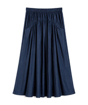 S Max Mara Eracle Maxi Skirt Cotton Silk Navy