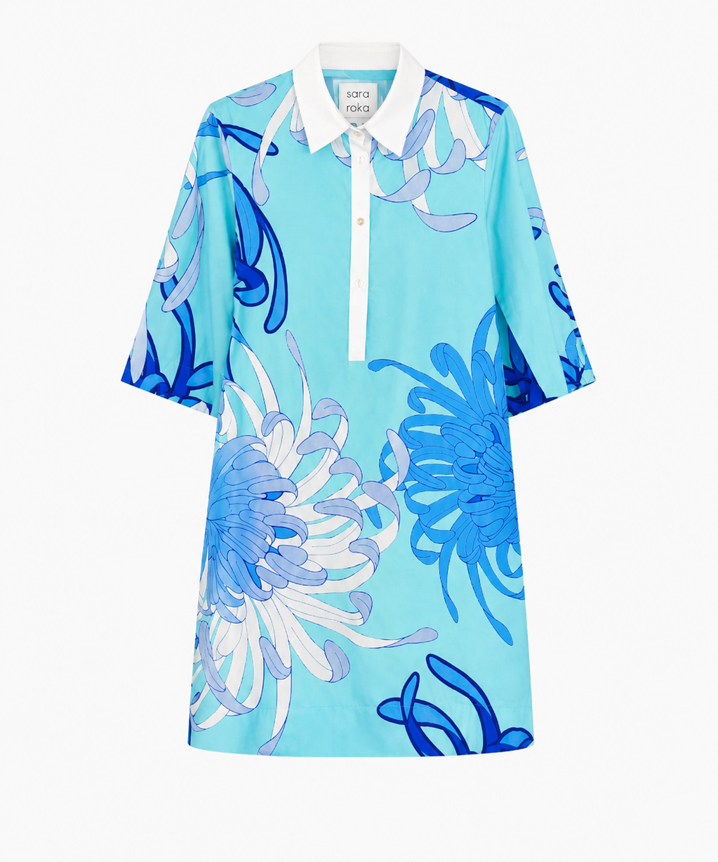 Sara Roka Jackalyn Shirt Dress Blue Dahlia