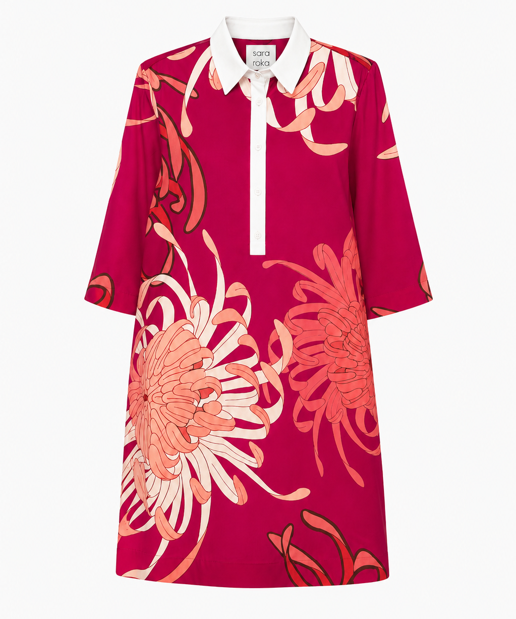 Sara Roka Jackalyn Shirt Dress Red Dahlia