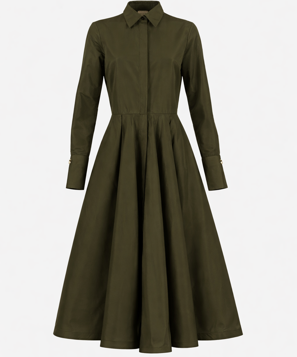 Sara Roka MARIASTELLA85 Dark Olive Shirtdress