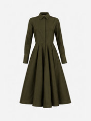 Sara Roka MARIASTELLA85 Dark Olive Shirtdress