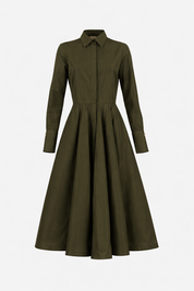 Sara Roka MARIASTELLA85 Dark Olive Shirtdress