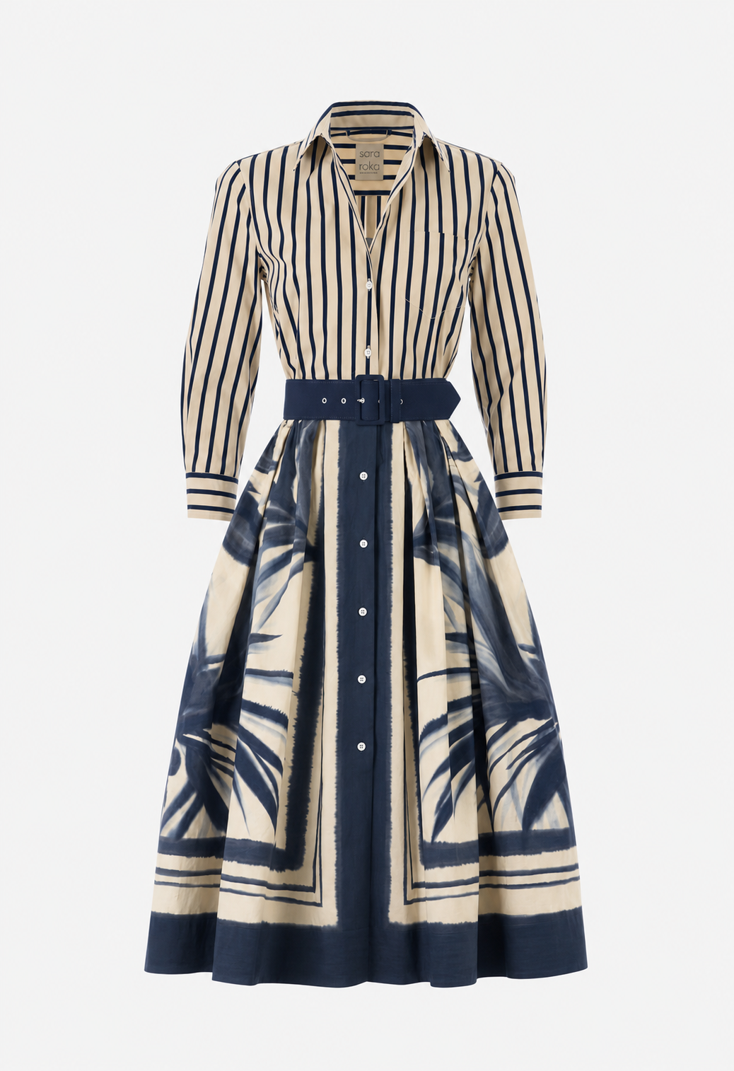 Sara Roka Nidina70/B Navy Palms & Stripes
