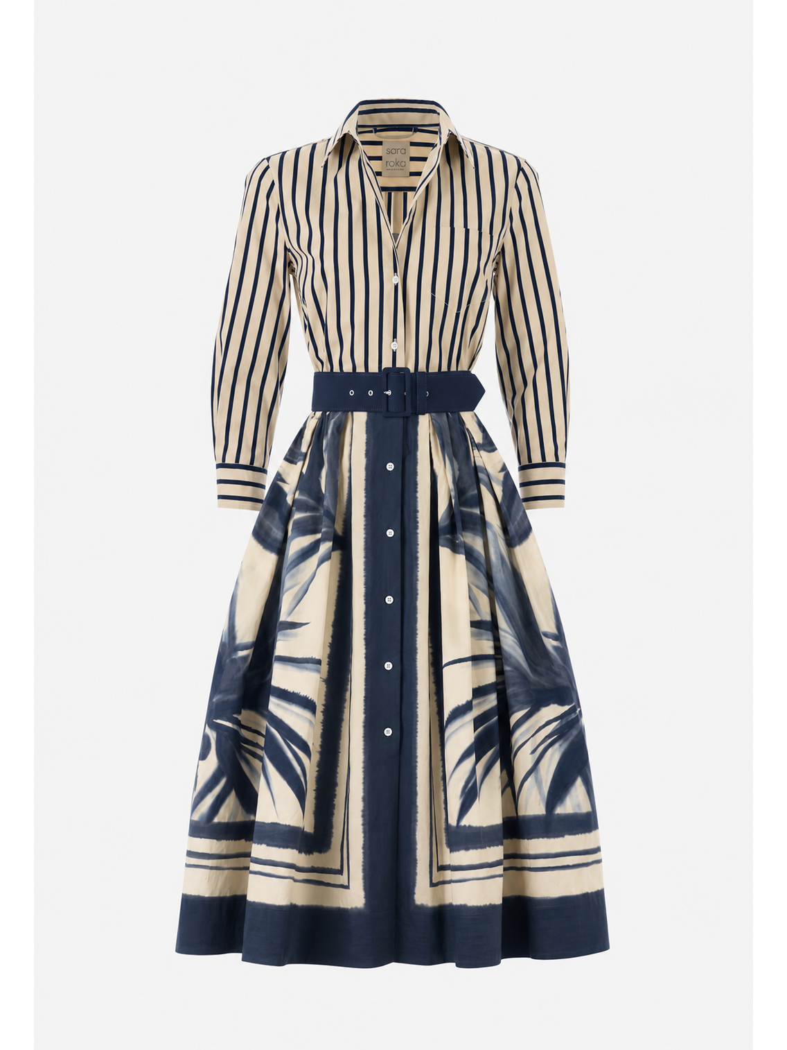 Sara Roka Nidina70/B Navy Palms & Stripes