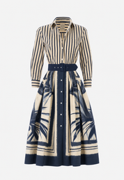 Sara Roka Nidina70/B Navy Palms & Stripes