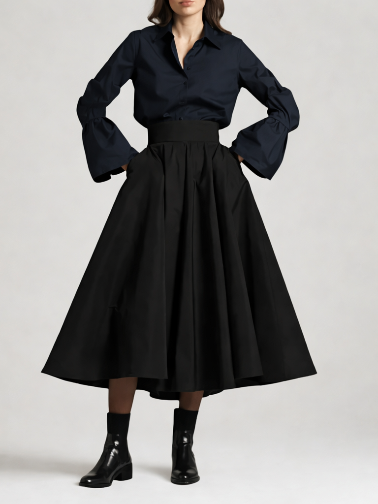 Sara Roka Tabba85 Midi Skirt in Black