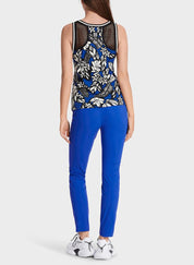Blue Print Mesh Top