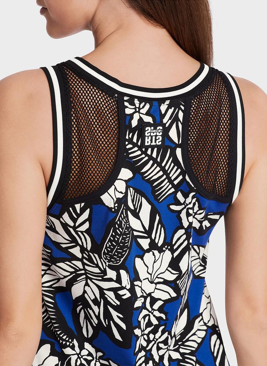 Blue Print Mesh Top